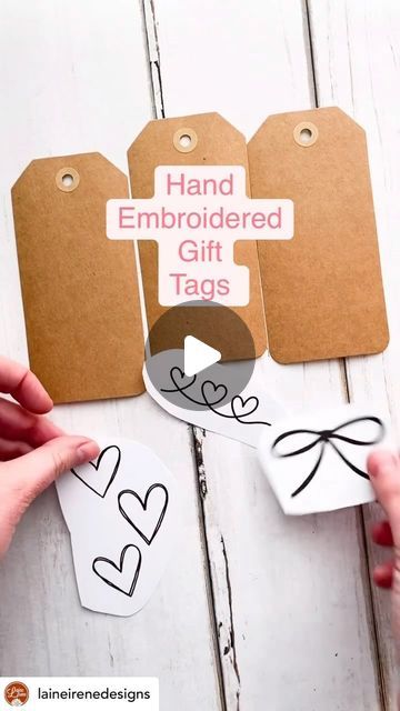 Creative Scrapbooker Magazine on Instagram: "What a great way to add hand stitching to your projects! 🧵🪡🏷️ @laineirenedesigns hand embroidered these gift tags by printing out her graphics, laying them on top of the tag, pre-poking the holes through the tags and then filling with the stitches!
.
#modernembroidery #dmccrafts #xoxo #bows #romantic #makeitwithmichaels #handmadewithjoann" Handwritten Gift Tags, Handwriting Gifts, Modern Embroidery, Tis The Season, Cross Stitch Embroidery, Hand Stitching, Embroidery Stitches, Hand Embroidered, Gift Tags