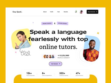 Language Website, Learning Website Design, Language App, Website Design Templates, Learn Web Design, Learning Web, English Language Course, Language Apps, Best Landing Pages