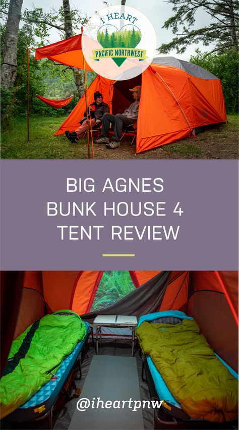 Review: Big Agnes Bunk House 4 tent Hiking Backpacking, Bunk House, Cots, The Pacific Northwest, Cozy Cabin, Tent Camping, Camping Gear, The Pacific, Pacific Northwest