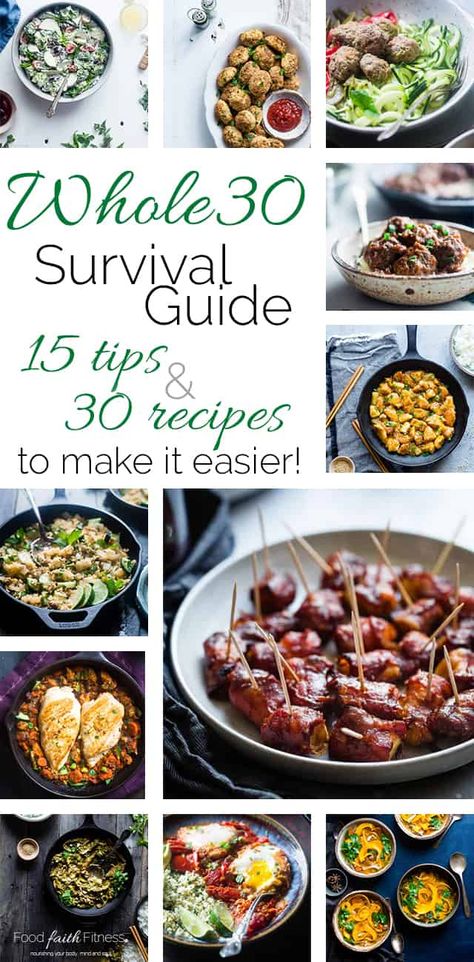 Whole30 Survival Guide - 30 Tried and True Whole30 Compliant Recipes  and 15 tips to make your 30 days a whole lot easier! | Foodfaithfitness.com | @FoodFaithFit Easy Whole 30, Whole30 Breakfast Recipes, Whole30 Breakfast, Whole30 Dinner Recipes, Easy Whole 30 Recipes, Whole30 Dinners, Whole 30 Breakfast, Breakfast Low Carb, Seafood Soup