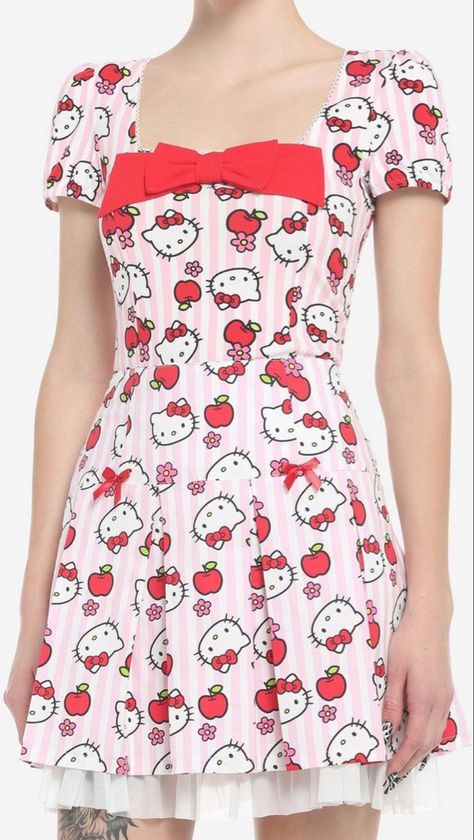 Hot Topic Hot Topic Outfits, Hot Topic Sanrio, Hello Kitty Apple, Hello Kitty Matching, Her Universe, Kawaii Dress, Swaggy Outfits, Shirt Skirt, Matching Shirts