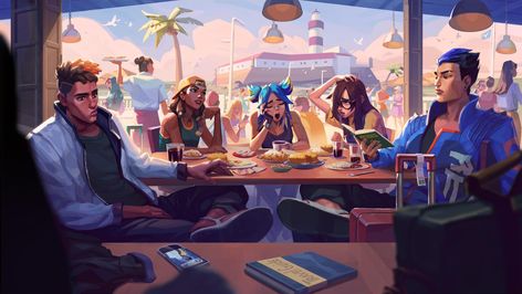 Envar Studio on Twitter: "We got to work on some special pieces for @PlayVALORANT! Check out the crew's vacation so far! https://t.co/BU9tMDmfcT" / Twitter Chamber X Yoru Valorant, Valorant Official Art, Killjoy And Raze, Riot Games, Lol League Of Legends, Visual Development, Assassins Creed, Game Show, Wallpaper Pc