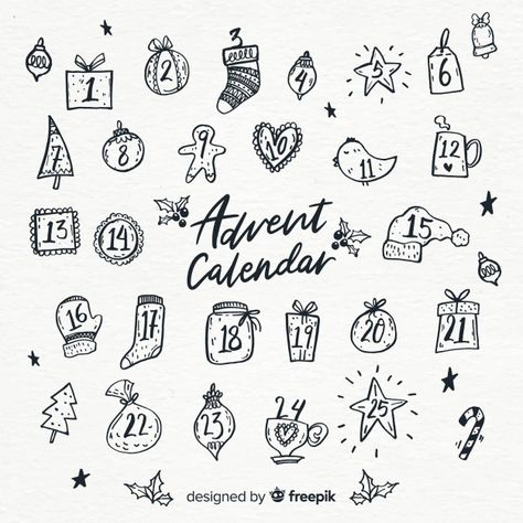 Hand drawn advent calendar Free Vector Advent Calendar Drawing, Calendar Drawing Ideas, Calendar Drawing, Advent Calendar Gifts, Calendar Download, Draw Ideas, Homemade Christmas Decorations, Calendar Ideas, Diy Advent Calendar