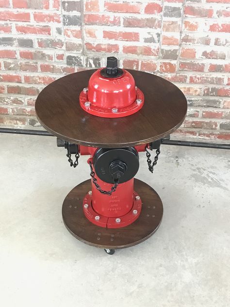 Fire Hydrant Table, Fire Dept Decor, Harley Davidson Decor, Fire Hydrants, Firefighter Decor, Diy Dining Room, Car Furniture, Diy Dining, Party Room