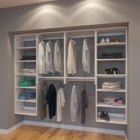 Modular Closets 8 FT Closet Organizer System - 96 inch - Style B Inside Wardrobe, Diy Closets, Closet Organizer Kits, Clothes Shelves, Modular Closets, Custom Closet Design, Wood Organization, Closet Kits, Closet Organizing Systems