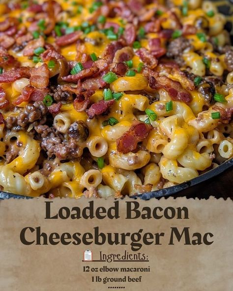 Crenn Recipes, Bacon Cheeseburger Macaroni, Loaded Bacon Cheeseburger Mac, One Pot Bacon Cheeseburger Pasta, Bacon Mac N Cheese Burger Wrap, Bbq Bacon Cheeseburger Lasagna, Macaroni And Cheese With Bacon, Cheeseburger Mac And Cheese, Cheeseburger Mac