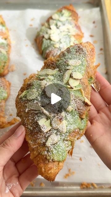 Matcha Croissant Recipe, Twice Baked Croissant, Matcha Croissant, Fancy Pastry, Matcha Almond, Almond Croissants, Best Matcha, Croissant Recipe, Almond Croissant