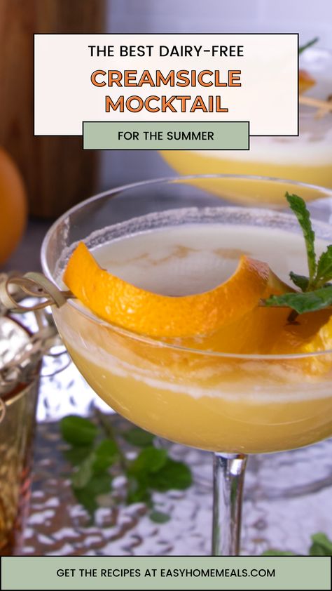 #ad Get your summer staple drink with this Dairy-Free Orange Creamsicle Mocktail made with @tropicanaoj Orange Juice! 🍊 Save this pin for your next pool party.📍 Coconut Milk Mocktail Recipe, Mocktail Recipe Easy, Mimosa Mocktail, Creamsicle Drink, Easy Home Meals, National Ice Cream Month, Summertime Snacks, Perfect Summer Drink, Beverage Recipes