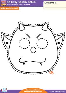 Go Away! Worksheet – Make A Mask! | The Super Simple Learning Resource Center Kindergarten Halloween Crafts, Halloween Worksheet, Printable Halloween Masks, Fairy Tale Activities, Halloween Worksheets, Monster Mask, Halloween Crafts For Toddlers, Masks Crafts, Wild One Birthday Party