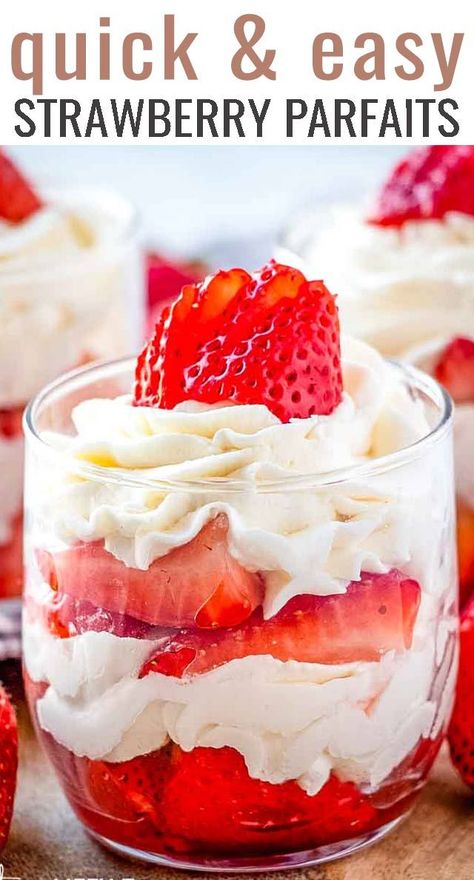 Desserts Shooters, Strawberries And Cool Whip, Vanilla Parfait, Shooters Recipes, Mini Parfaits, Grandma Recipes, Whipped Cream Desserts, Flavored Whipped Cream, Heavenly Desserts