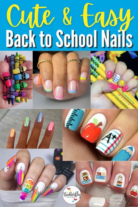 Elevate your back to school style with these simple yet chic nail designs for teachers! These easy-to-achieve ideas will have you feeling confident and stylish as you step into the classroom. Whether you love bold or understated looks, you'll find the perfect inspiration here. Save these back to school nails for a polished start to the year! Easy Back To School Nails, Trendy Back To School Nails, Nails For Teachers, School Nails Ideas, School Spirit Nails, Teacher Nails, Chic Nail Designs, Country Nails, Back To School Nails