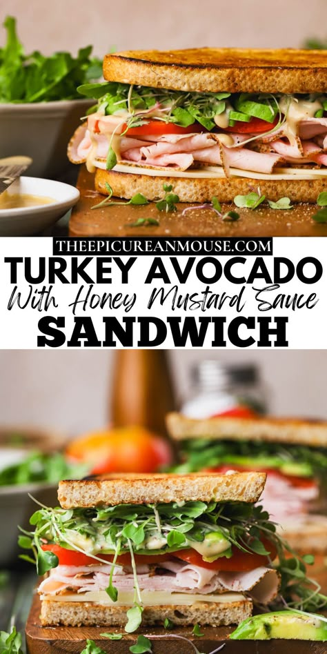 Honey Mustard Turkey Sandwich, Sourdough Bread Snack Ideas, Low Carb High Protein Sandwich, Sliced Turkey Sandwich, Elevated Turkey Sandwich, Sandwiches On Sourdough Bread, Fancy Turkey Sandwiches, Honey Turkey Sandwich, Best Sourdough Sandwich Recipes