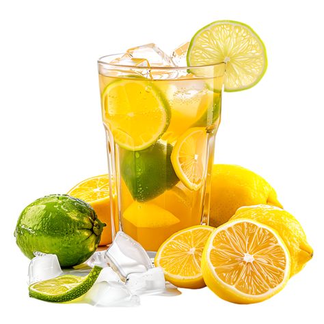 A glass of lemonade with lemons and limes isolated against a transparent background Lemon Background, Glass Of Lemonade, Lemons And Limes, Tree Saw, Wedding People, Heart Tree, Cityscape Photos, Logo Banners, Limes