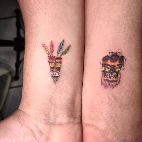 Aku Aku Tattoo, Spyro Tattoo, Crash Bandicoot Tattoo, Crash Bandicoot 2, Grandma Tattoo, Quetzalcoatl Tattoo, Grandma Tattoos, Cute Matching Tattoos, Ankle Tattoos