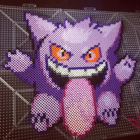 Jiggly Puff Pixel Art, Gengar Perler Beads, Gengar Perler, Melting Beads Ideas, Pokémon Crafts, Perler Beads Pokemon, Hama Beads Pattern, Pokémon Perler, Pokemon Bead