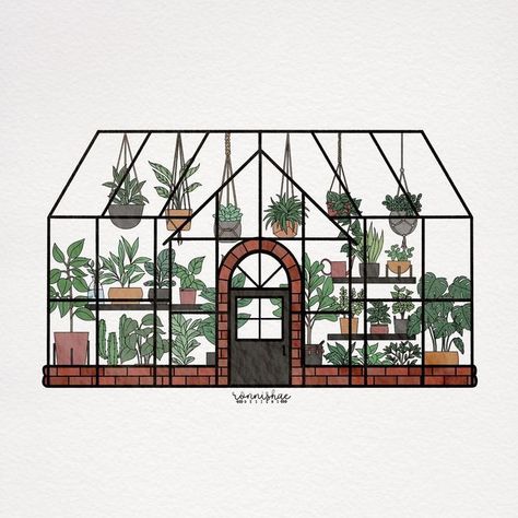 How To Draw A Greenhouse, Green House Sketch, Green House Drawing Sketch, Greenhouse Drawing Simple, Garden House Drawing, Greenhouse Embroidery, Green House Drawing, Greenhouse Sketch, Green House Illustration