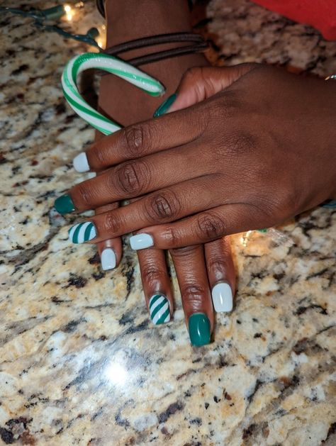 White Candy Cane Nails, Candy Cane Nails, White Candy, Green And White, Candy Cane, Candy, Nails, Green, White