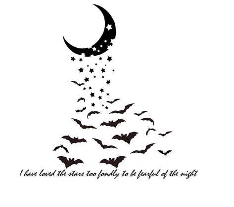 Combined different tattoo ideas to create this one: flying bats turning into stars with the moon and the quote from Galileo "I have loved the stars too fondly to be fearful of the night" Bats Tattoo, Bats Tattoo Design, Flying Bats, Bat Tattoo, Creepy Tattoos, Spooky Tattoos, Different Tattoos, Men Wear, Halloween Tattoos