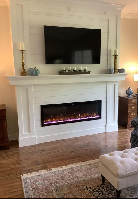 Primary Bedroom Fireplace Wall, Electric Fireplace Master Suite, Bedroom Fireplace With Built Ins, Fireplace In Bedroom, Bedroom Fireplaces, Master Fireplace, Bedroom Entertainment Center, Barndo Ideas, Fireplace Entertainment Center