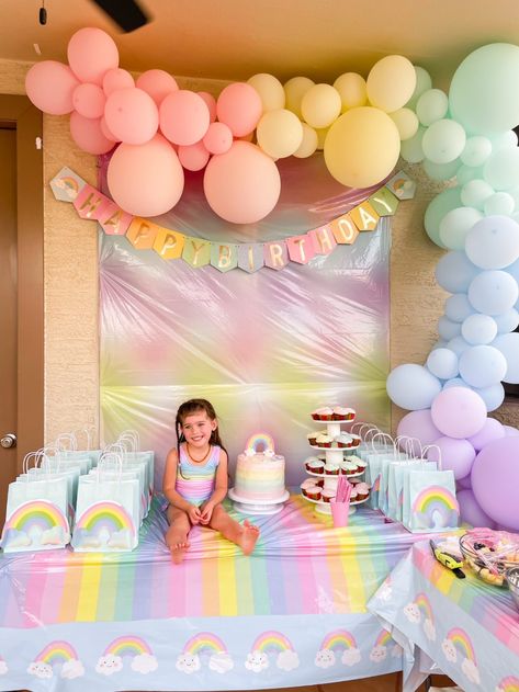 Pastel Rainbow Birthday Backdrop, Rainbow Second Birthday Party, Rainbow Bunny Birthday Party, Rainbow Kids Birthday Party, Rainbow Girls Birthday Party, Toddler Rainbow Birthday Party, Rainbow Toddler Birthday Party, Birthday Rainbow Theme Decoration, Rainbow 5th Birthday Party