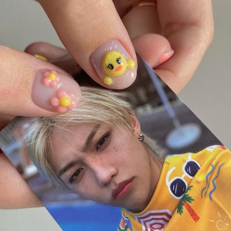 Felix Nails Designs, Straykids Nails Designs, K Pop Nails, Pink Black Nails, Nail Art For Kids, Korean Nails, Nails For Kids, Kawaii Nails, Dream Nails