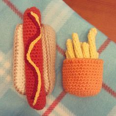 Crochet Hot Dog, Food Amigurumi, Kathleen Kelly, Amigurumi Food, Crochet Kitchen Towels, Crochet Toys Free, Crochet Fruit, Crochet Toddler, Crochet Bunny Pattern