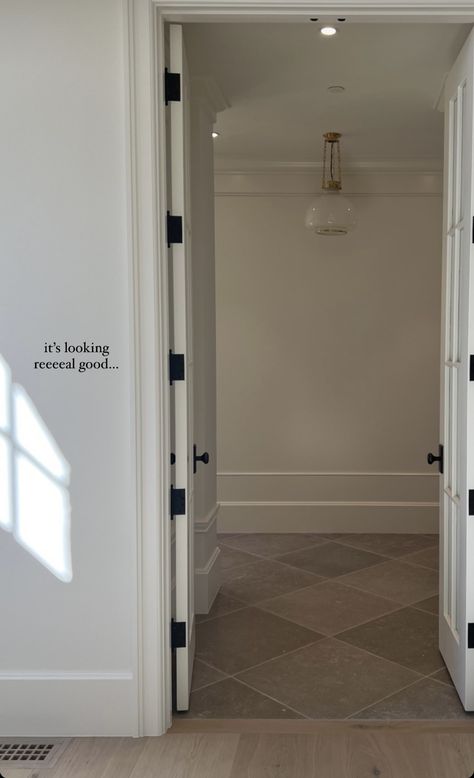 Black And White Limestone Floor, Victorian House Interiors, Flat Decor, Timeless Bathroom, Entry Hallway, Spanish Style Home, Austin Homes, Tile Inspiration, Diy House Projects