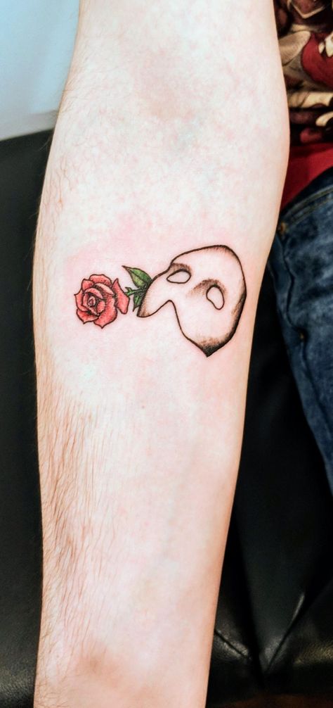 Phantom Of The Opera Tattoo, Opera Tattoo, Broadway Tattoos, Zelda Tattoo, Movie Tattoo, Flash Tattoo Designs, Minimalist Tattoos, Sleeves Ideas, Make Up Inspo