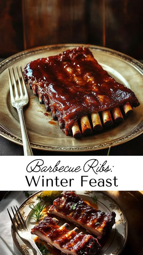 These Ultimate Barbecue Ribs are a flavor-packed dish that will elevate any winter dinner recipe. Tender, juicy ribs coated in a sweet and smoky sauce are perfect for Friendsgiving food ideas or casual winter meals dinners. Serve with your favorite sides for a hearty, unforgettable meal! Ribs For Christmas Dinner, Sides For Ribs Dinner, Ribs Side Dishes, Winter Meals Dinners, Side Dishes For Ribs, Barbecue Ribs Recipe, Friendsgiving Food Ideas, Ribs Bbq, Beef Back Ribs