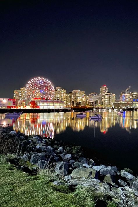 vancouver at night from water Vancouver Travel Guide, West Coast Travel, Canada Vancouver, Vancouver Travel, Vancouver City, Canada City, Canada Holiday, Foreign Travel, Travel Canada