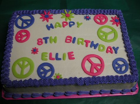 peace sign birthday cakes for girls | Peace Cake Hippie Birthday Cake, Peace Sign Cakes, Peace Cake, Hippie Cake, Owl Cake Birthday, Jazz Party, Girls Cake, 13 Birthday Cake, Birthday Sheet Cakes