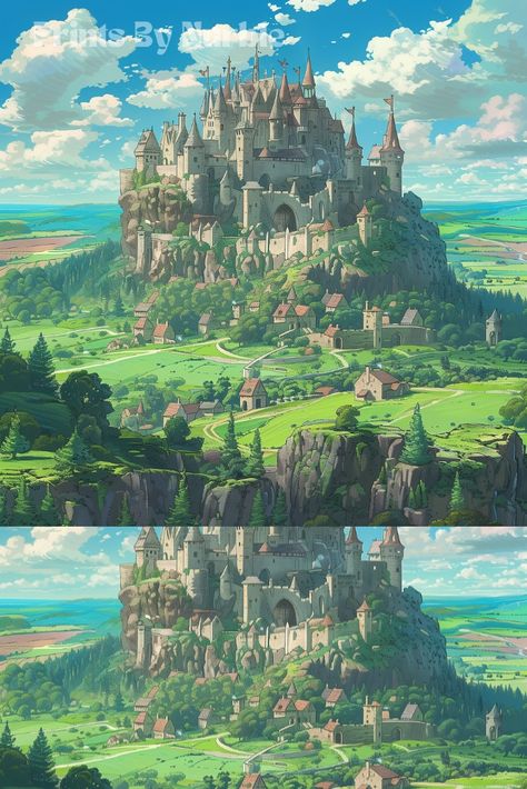 Camelot Castle, Fantasy Cities, Anime Landscape, Crystal Place, Perspective Drawing Architecture, Fantasy Concept, Magic Castle, Fantasy City, Fantasy Castle