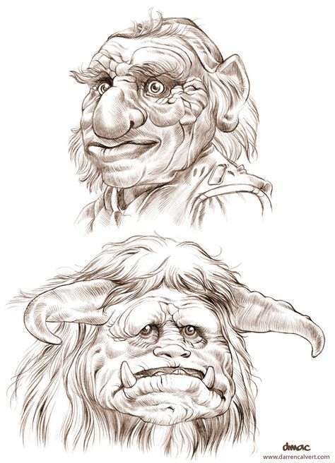 Hoggle and Ludo from Labyrinth. Sketch by...I don't know who Labyrinth Tattoo, Labyrinth Art, Bowie Labyrinth, Labyrinth 1986, Classic Fantasy, Labyrinth Movie, Brian Froud, The Dark Crystal, Jim Henson