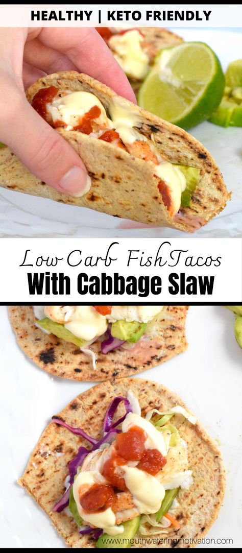 Fish Tacos With Cabbage Slaw, Tacos With Cabbage Slaw, Fish Tacos With Cabbage, Keto Lunches, Seafood Meals, Low Fat Low Carb, Keto Lasagna, Boiled Egg Diet Plan, Diet Recipes Easy