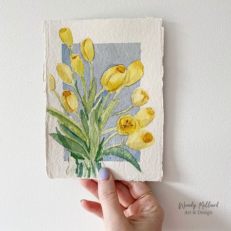 Watercolor Spring Cards, Things To Paint Acrylic, Painting Ideas Floral, Watercolor Inspo Easy, Watercolor Mini Paintings, Spring Art Ideas, Watercolor Art Simple, Things To Watercolor, Water Coloring Painting Ideas