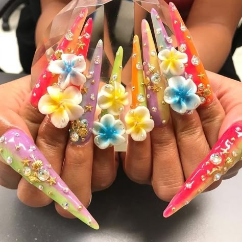 Gyaru Nails, Trendy Nail Art Designs, Really Cute Nails, Simple Nail Art Designs, Trendy Nail Art, Kawaii Nails, Nail Charms, Easy Nail Art, Flower Nails