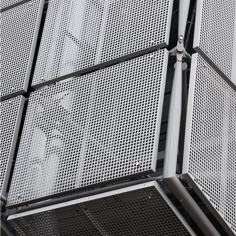 Projects | Cadisch MDA Aluminium Aesthetic, Perforated Panel Facade, Metal Facade Architecture Design, Mesh Facade Architecture, Metal Screens Architecture, Metal Panels Facade, Interesting Aesthetic, Facade Detail, Perforated Metal Panel