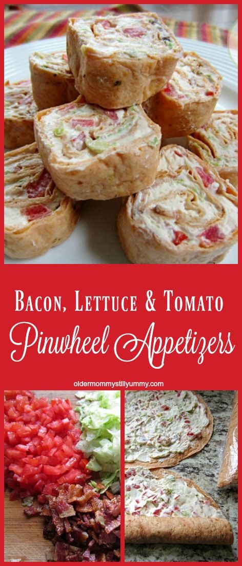 Pinwheel Appetizers Bacon Lettuce Tomato, Pinwheel Appetizers, Homemade Goodies, Pinwheel Recipes, Finger Food Appetizers, Chapati, Roll Ups, Party Food Appetizers, Samosa