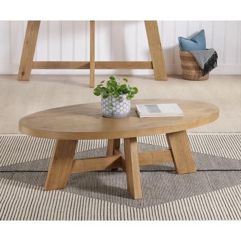 Modern Natural Wood Oval Coffee Table - On Sale - Bed Bath & Beyond - 39031510 Coastal Modern Coffee Table, Earthy Organic Modern Decor, Oval Coffee Table Living Room, Organic Modern Coffee Table, Unique Coffee Table Ideas, Coffee Table Oval, Oval Wood Coffee Table, Fireplace Room, Oval Coffee Table