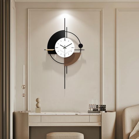 PRICES MAY VARY. 【Structure Design & Idea】- This decorative wall clock is made of quality metal iron frame and modern industrial combination, bringing you a different visual experience. Lightweight design is easy to install. 【Wall Clock Size】-18''Lx31''W.A variety of styles to choose from.Can add aesthetic decorations to multiple areas, make your home or office more beautiful. Easy to install, we also provide a free accessory kit with installation instructions. 【Accurate and Quiet】: The silent n Giant Clock Wall Decor, Wall Watch Design, Kitchen Clocks Wall Ideas, Modern Wall Clock Design, Wall Clock Decor Living Room, Large Wall Clock Decor, Add Aesthetic, Living Room Wall Clock, Wall Clock Digital