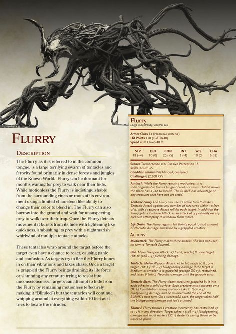 Flurry Dnd Mutated Monsters, Deep Dragon Dnd, Homebrew Dnd Monsters 5e, Dnd Dungeon Monsters, Dnd Enemies Art, Dnd 5e Monster Stats, D&d Eldritch Knight, Dnd Shadowfell Monsters, Dnd Creatures Art