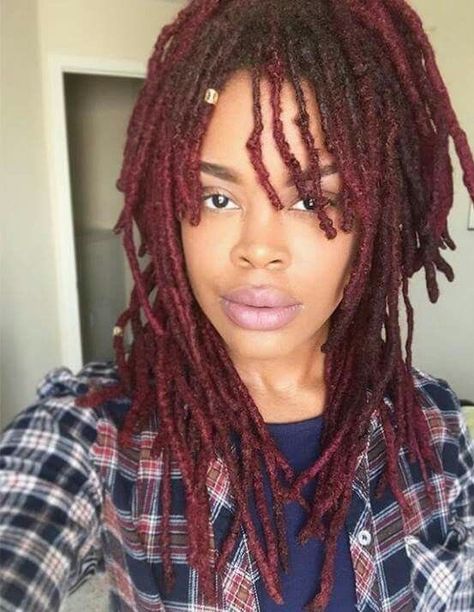 Hair Color On Locs, Color On Locs, Female Locs, Loc Crown, Red Locs, Loc Appreciation, Locs Curly, Loc Hairstyles, Beautiful Locs