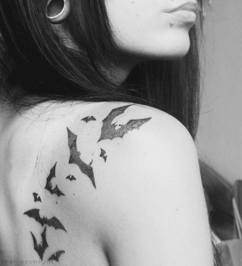 Bats Tattoo, Iris Flower Tattoo, Bats Tattoo Design, Tattoo Son, Girl Shoulder Tattoos, Bat Tattoo, Tattoo People, 4 Tattoo, Back Of Shoulder Tattoo