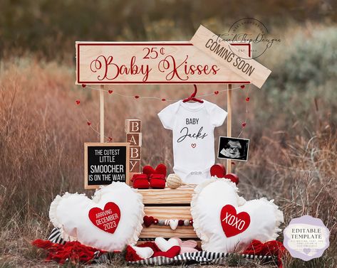 Valentine's Day Pregnancy Announcement Digital Gender - Etsy Australia Gender Neutral Reveal, Valentines Gender Reveal, Valentines Baby Announcement, Valentines Pregnancy Announcement, Gender Reveal Announcement, Its A Girl Announcement, Digital Pregnancy Announcement, Baby Kiss