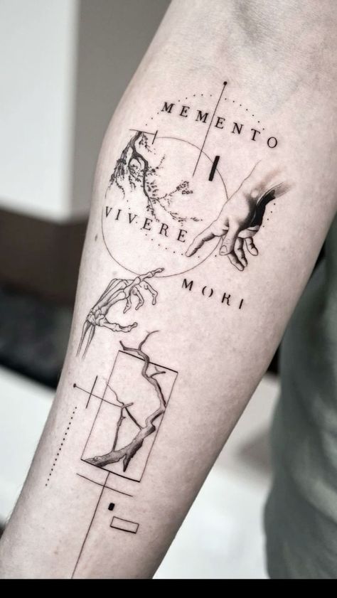 Memento Tattoo, Atom Tattoo, Concept Tattoo, Collage Tattoo, Memento Mori Tattoo, Fibonacci Tattoo, Art Inspired Tattoos, Viking Tattoo Symbol, Tattoo Catalog