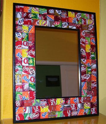 Creative Reuse and Recycling Ideas for Interior Decorating Pop Can Crafts, Soda Can Art, Soda Can Crafts, Aluminum Can Crafts, Mirror Crafts, Tin Can Crafts, Aluminum Cans, Pop Cans, Recycled Art