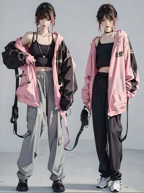 Cyperpunk Outfit Girl, Soft Cyberpunk Outfit, Cyberpunk Outfit Casual, Pastel Cyberpunk Fashion, Kawaii Techwear, Anime Futuristic Outfit, Cute Techwear, Techwear Fashion Women, Pink Cyberpunk Outfit