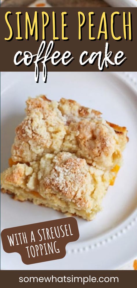 Peach Streusel Coffee Cake is the ultimate sweet breakfast treat. Imagine a fluffy cake base loaded with juicy peaches, all under a crumbly, buttery streusel topping. It's perfectly balanced in sweetness, letting the peach flavor star. Coffee Cake Crumble Topping, Peach Coffee Cake Recipes, Peach Streusel, Peach Coffee Cake, Filling Breakfast Recipes, Peach Coffee, Toast Recipe Breakfast, Crumb Cakes, Peach Muffins