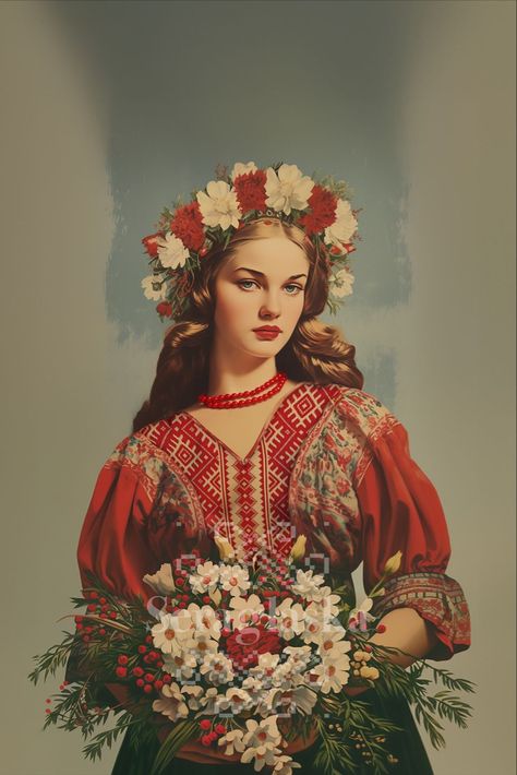 Slavic Flower Crown, Slavic Flowers, Slavic Girl Aesthetic, Slavic Folk Art, Slavic Core, Slavic Beauty, Slavic Art, Slavic Aesthetic, Slavic Girl