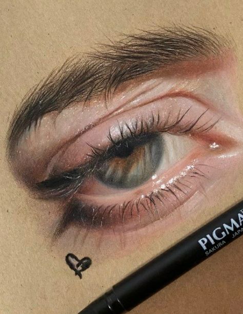 Drawing Eyes Color Pencil, Eye Drawing Reference Realistic, Eye Pencil Color Drawing, Eyes With Colored Pencil, Realistic Drawings Colored Pencils, Realistic Eye Drawing With Color, Colour Eye Drawing Colored Pencils, Eye Drawing Realistic Colored Pencils, Realistic Eye Drawing